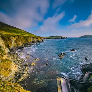 The coast at Dunquin looking out towards the Blasket Islands