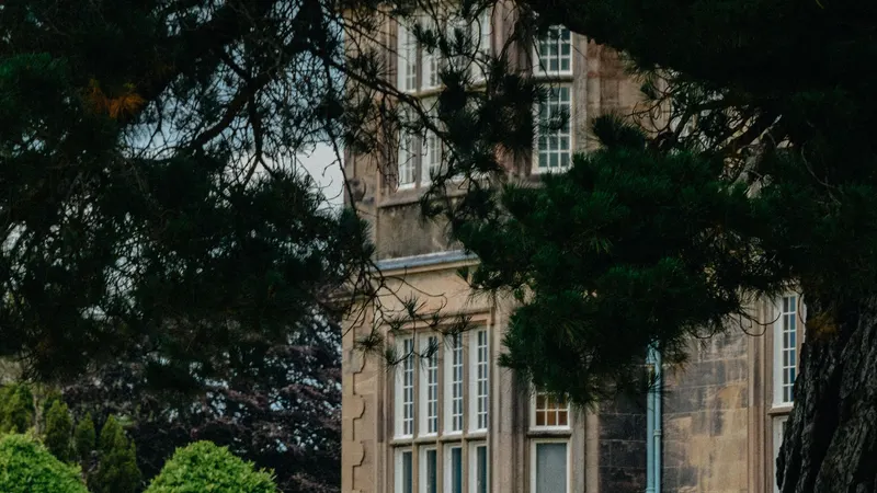 The stone walls and windows of Killarney House