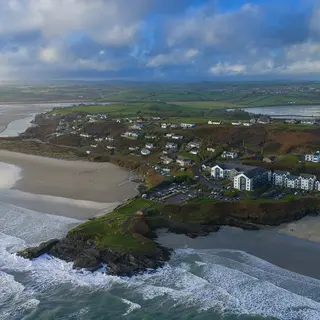 South-east view of Inchydoney beaches. The peninsula dominating the bottom of the image is Virgin Mary's Point