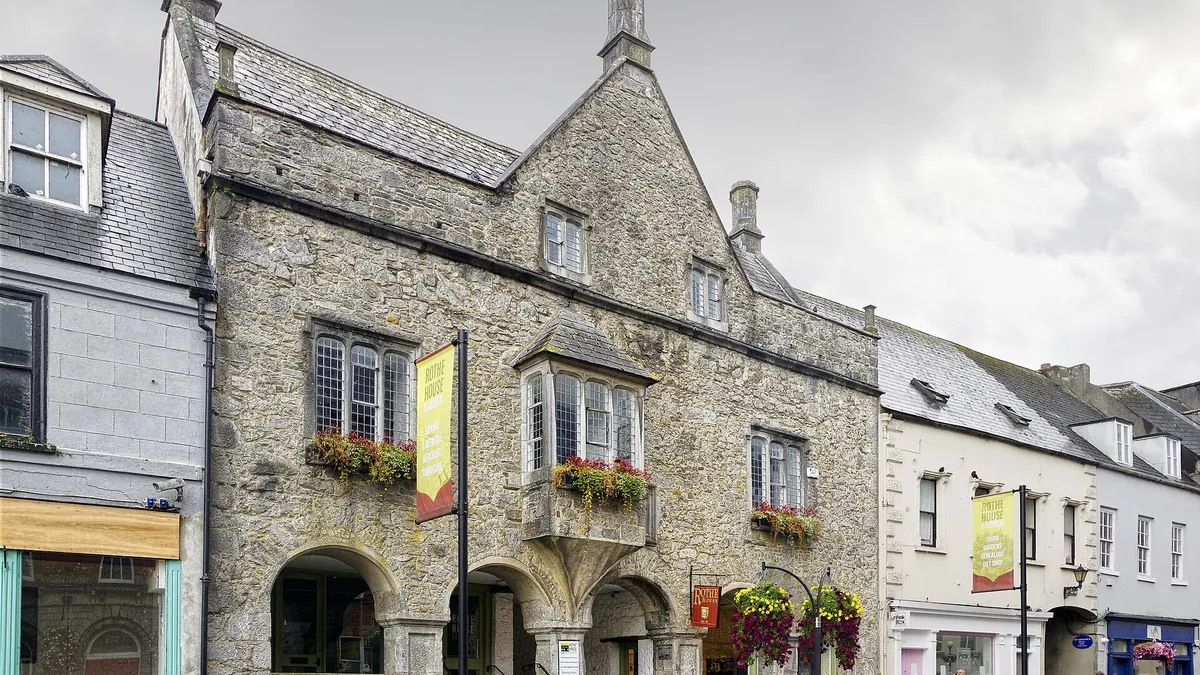 The stone front and arcade of Rothe House on Parliament Street in Kilkenny