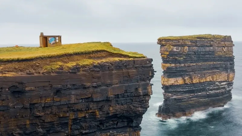 The sea stack standing off the cliffs at Downpatrick Head