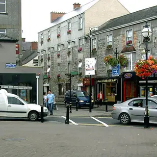 Cavan Town. Taken from outside the Cavan Town post office this photograph shows part of Market Sq. and Main Street