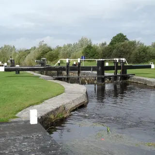 A lock and its gates on the Grand Canal at Shannon Harbour, County Offaly