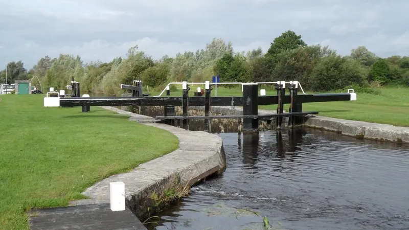 A lock and its gates on the Grand Canal at Shannon Harbour, County Offaly