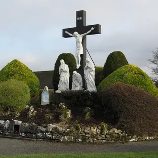 The crucifixion statue group in the grounds at Knock Shrine