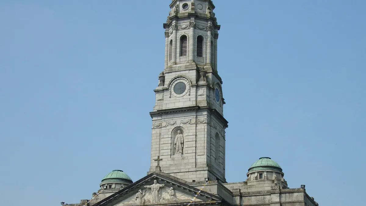 The tower and spire of the Cathedral of St Patrick and St Felim in Cavan town
