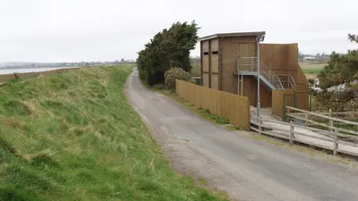 The road and the timber visitor centre at the Wexford Wildfowl Reserve