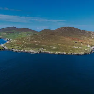 Dursey Island lying off the end of the Beara peninsula with the sound between