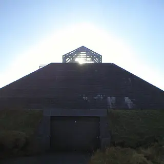 The grass roofed pyramid of the Ceide Fields visitor centre