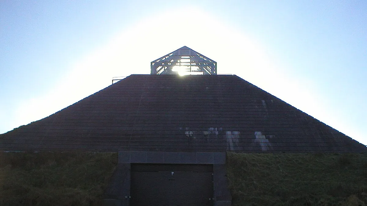The grass roofed pyramid of the Ceide Fields visitor centre
