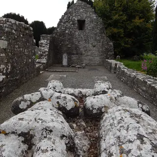 Inside the ruined church at Newtown Trim looking down the nave