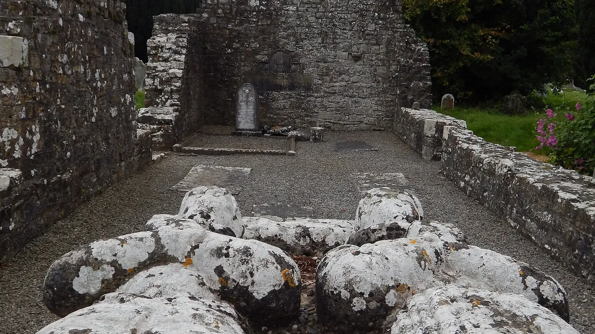 Inside the ruined church at Newtown Trim looking down the nave