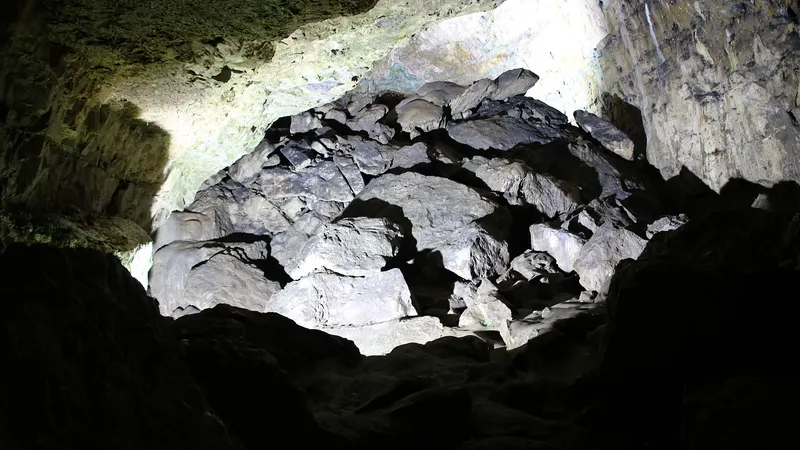 A chamber of fallen rock inside Dunmore Cave, County Kilkenny