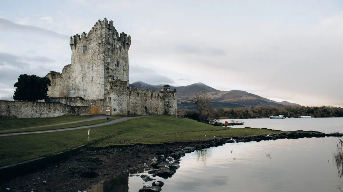 Ross Castle standing on the shore of Lough Leane at Killarney