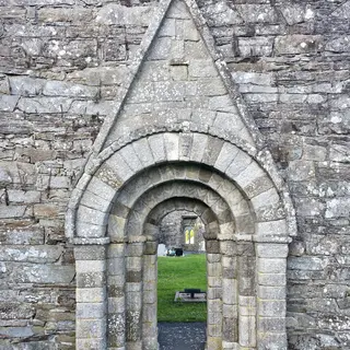 The carved Romanesque doorway of the old church at Killeshin