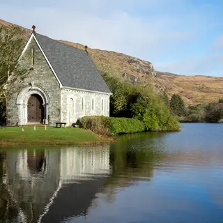 St Finbarr's Oratory on its island in the lake at Gougane Barra