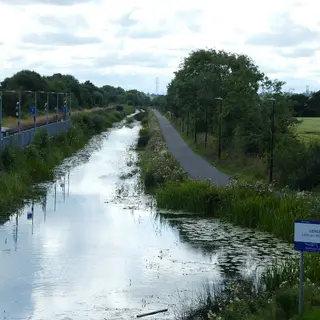 The Royal Canal and its towpath running out of Leixlip, County Kildare