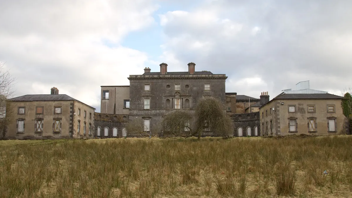 Hazelwood House and its overgrown lawns beside Lough Gill, County Sligo