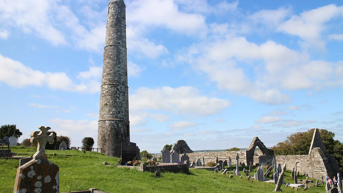 The round tower and graveyard at Ardmore