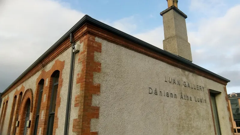 The gable of the Luan Gallery in Athlone with its name cut into the stone