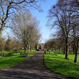 Bare trees and lawns in the People's Park, Limerick city
