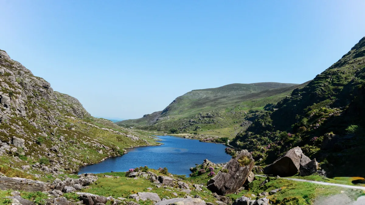A lake between the rocky mountainsides of the Gap of Dunloe