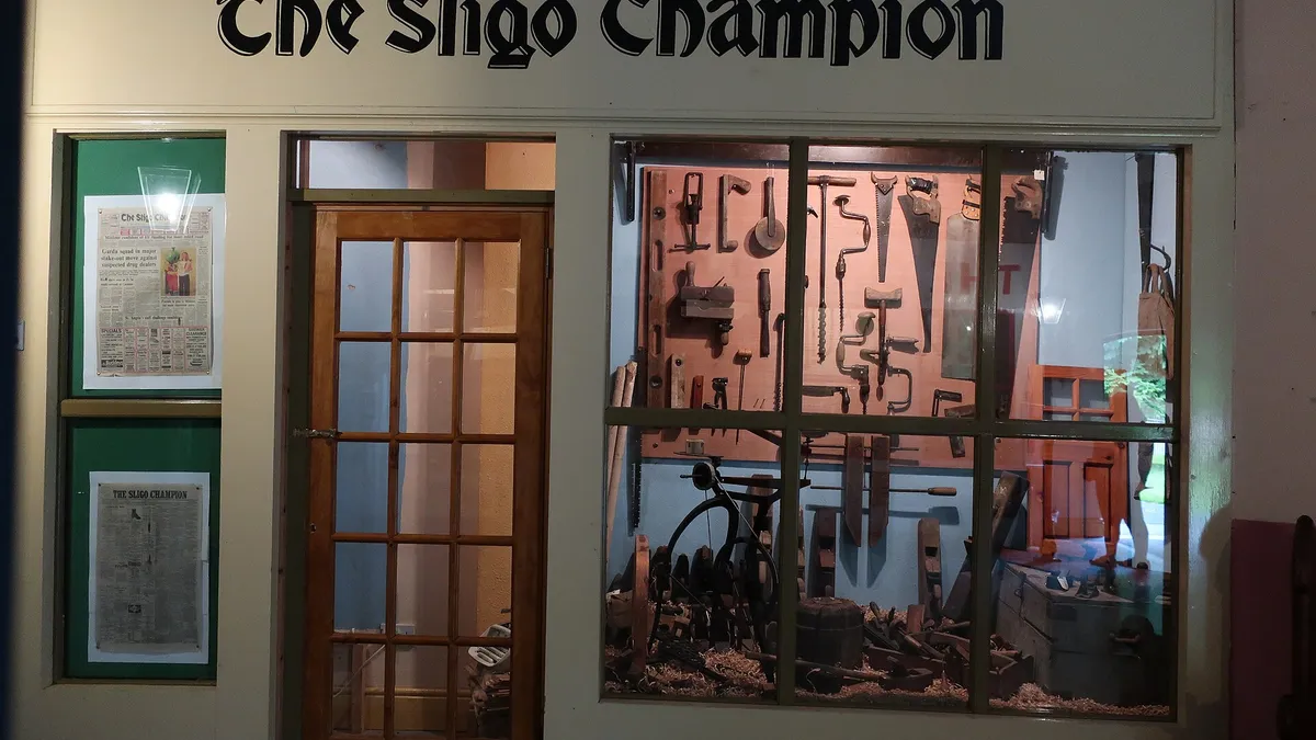 A recreated hardware shopfront inside Sligo Folk Park