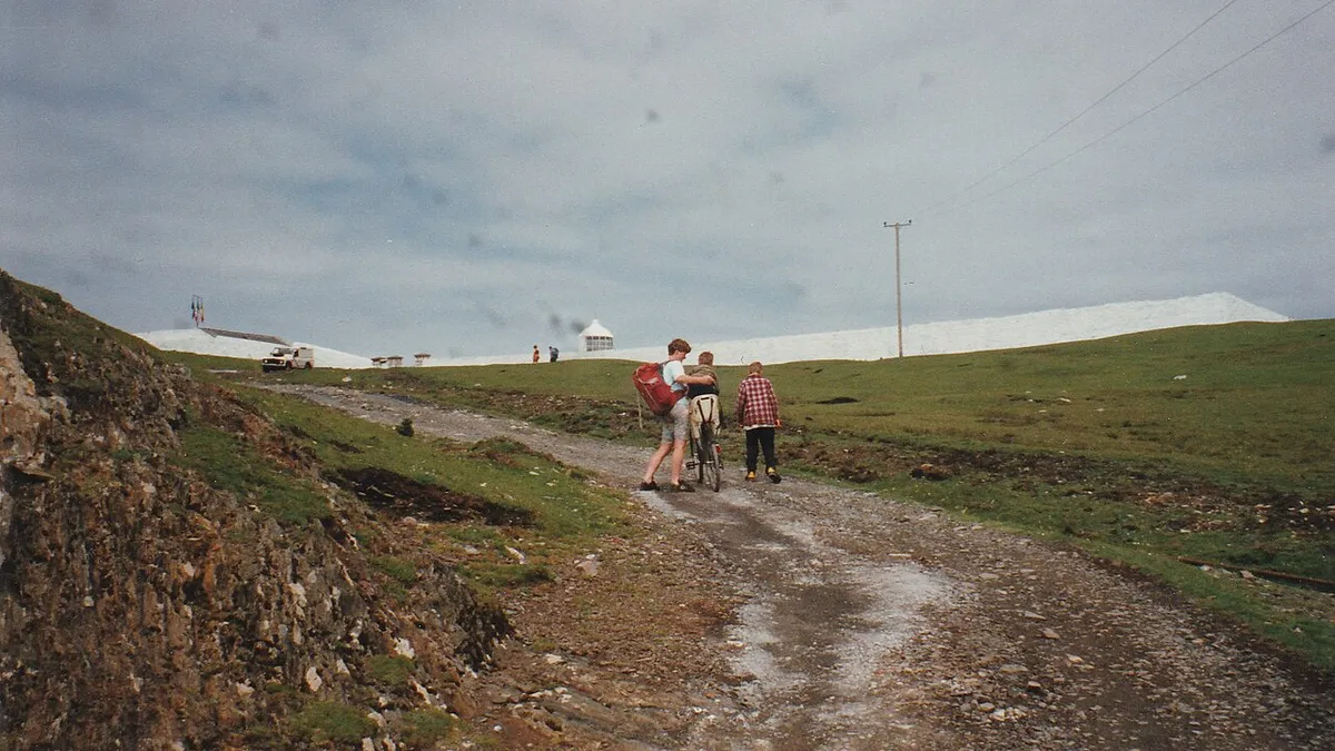 Walkers on the track up from the harbour on Clare Island