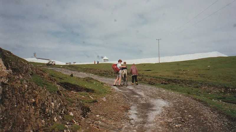 Walkers on the track up from the harbour on Clare Island