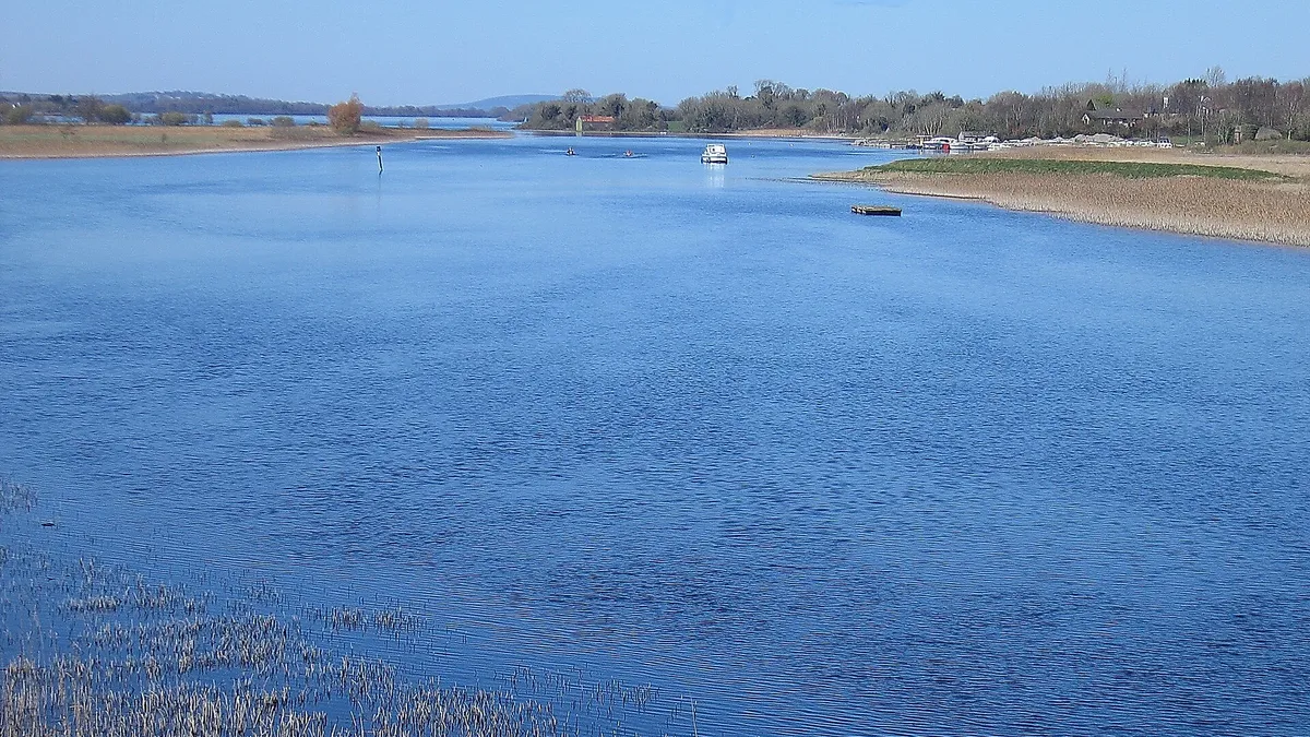 Lough Ree funnels into the River Shannon north of Athlone, Ireland