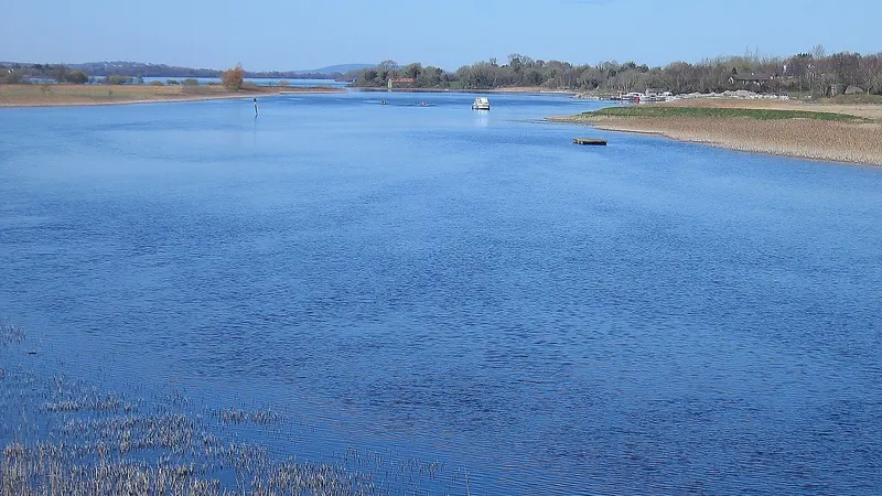 Lough Ree funnels into the River Shannon north of Athlone, Ireland