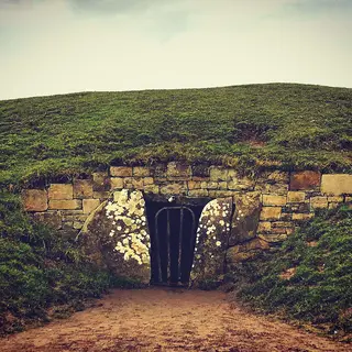 The stone-lined entrance to the Mound of the Hostages on the Hill of Tara