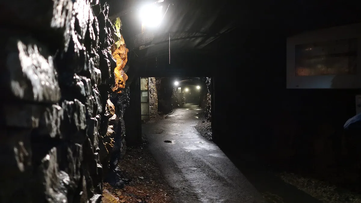 A lit tunnel underground at the Arigna Mining Experience, County Roscommon