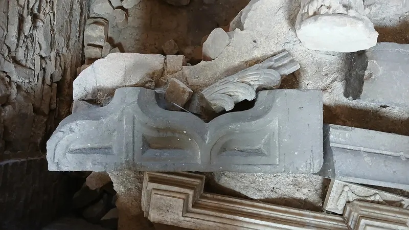 Carved stone fragments kept inside Christ Church Cathedral in Waterford