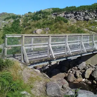 A footbridge over the stream on the Coumduala loop in the Nire Valley