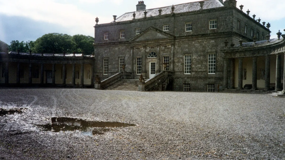 The long stone frontage and forecourt of Russborough House, County Wicklow