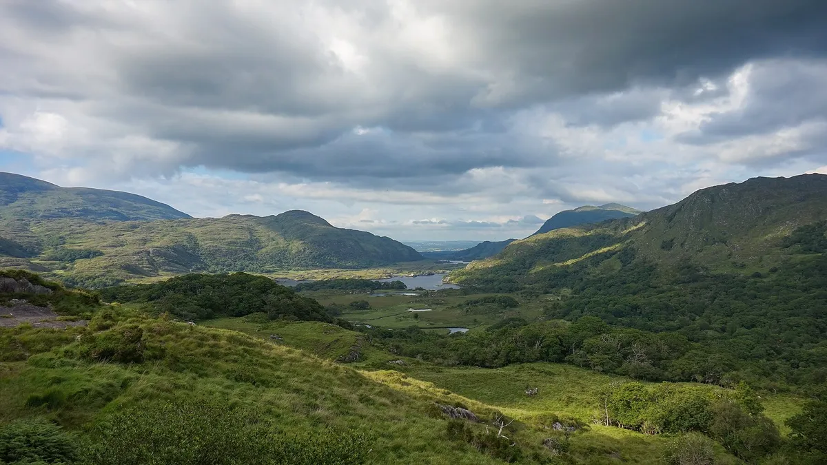 Ladies View in Killarney National Park, the lakes and mountains running away into the distance