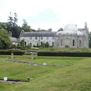 Killruddery House and its domed conservatory above the formal gardens