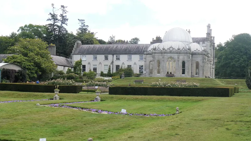 Killruddery House and its domed conservatory above the formal gardens