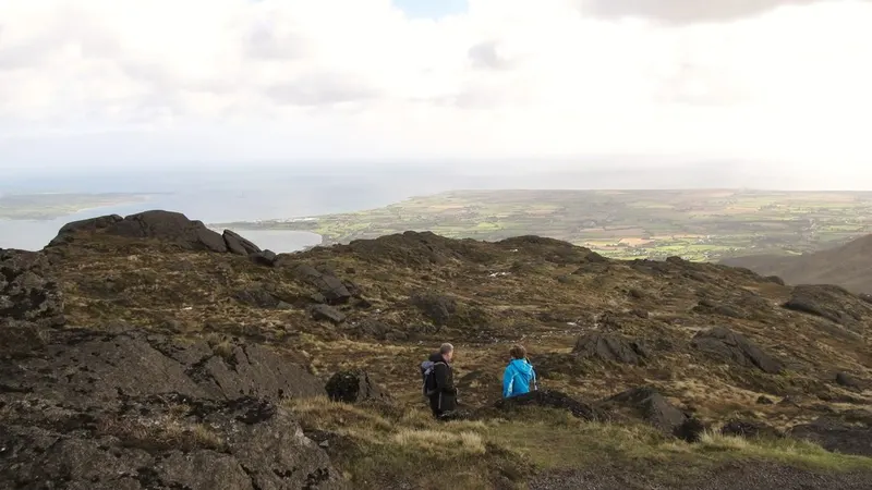 The view south from the summit of Slieve Foye over Carlingford Lough
