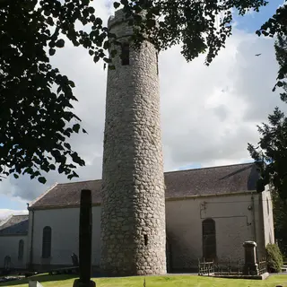 The round tower beside the church at Castledermot, County Kildare