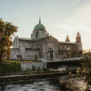 Galway Cathedral above the Corrib at sunset