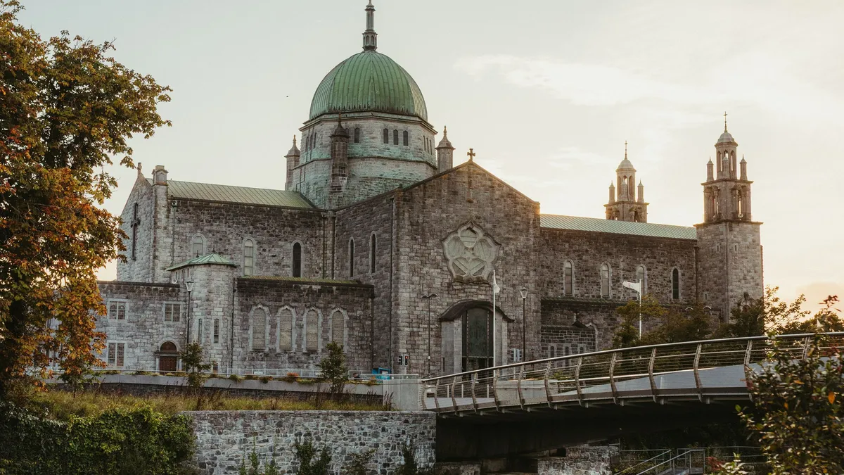 Galway Cathedral above the Corrib at sunset