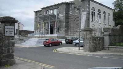 The glass fronted Dock arts centre in its old stone courthouse at Carrick-on-Shannon
