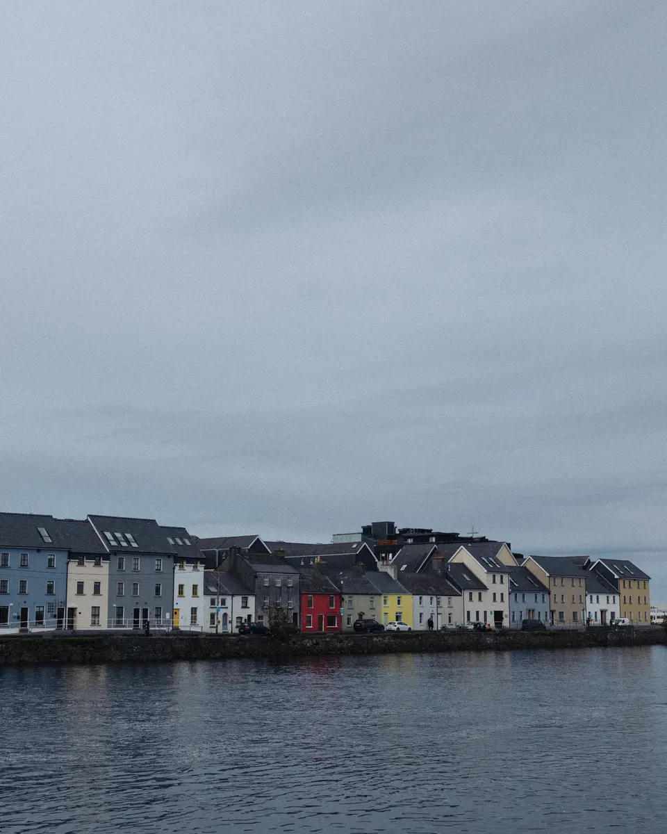 Coloured houses along the waterfront in Galway city